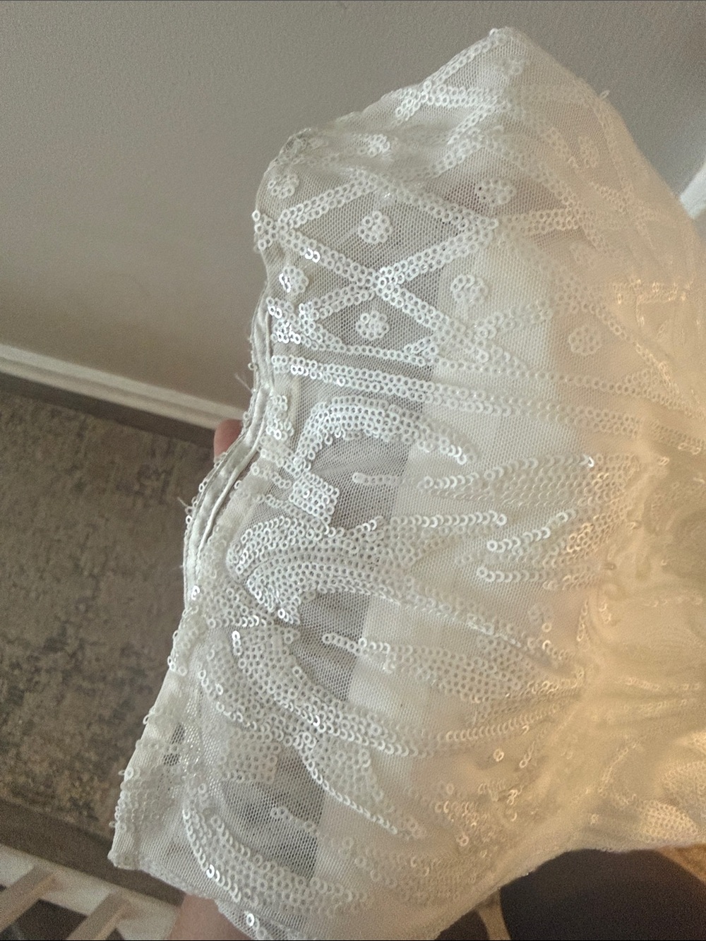 Lulu’s wide leg, sequin white jumpsuit! - Picture 5 of 6